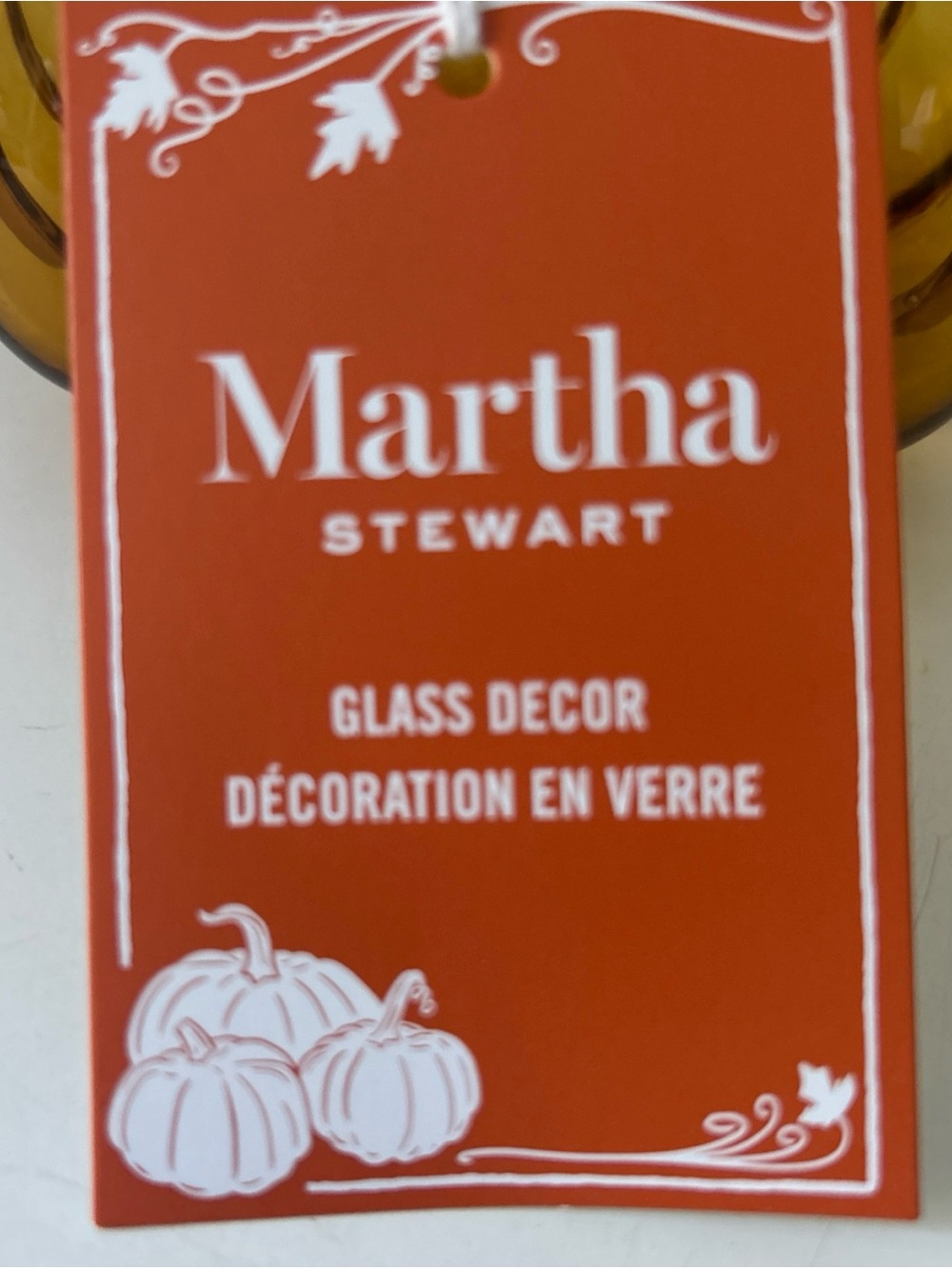 Martha Stewart Amber Glass Pumpkin with Blue Stem Decorative NEW - Picture 9 of 13